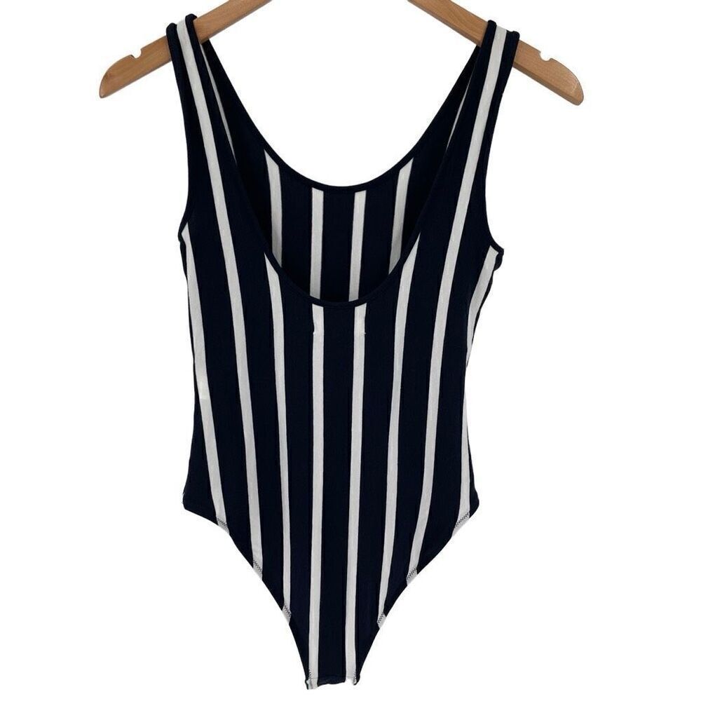 Madewell Scoop Back Bodysuit Sleeveless Rikki Stripe Women Small‎ Blue White - Picture 5 of 11